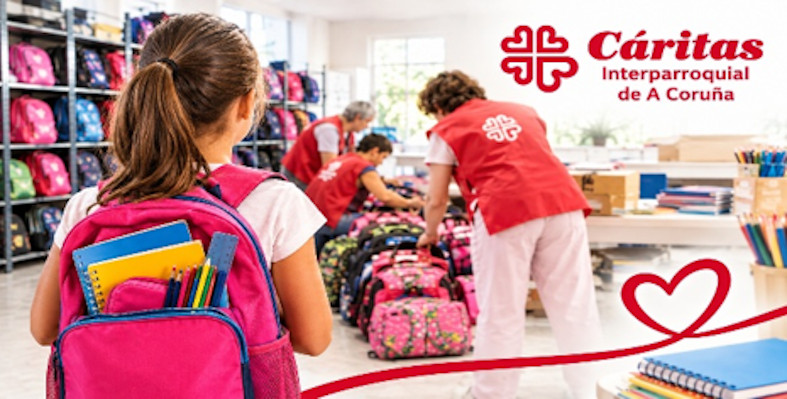 Cáritas en A Coruña cierra su campaña escolar tras facilitar material nuevo a 848 menores